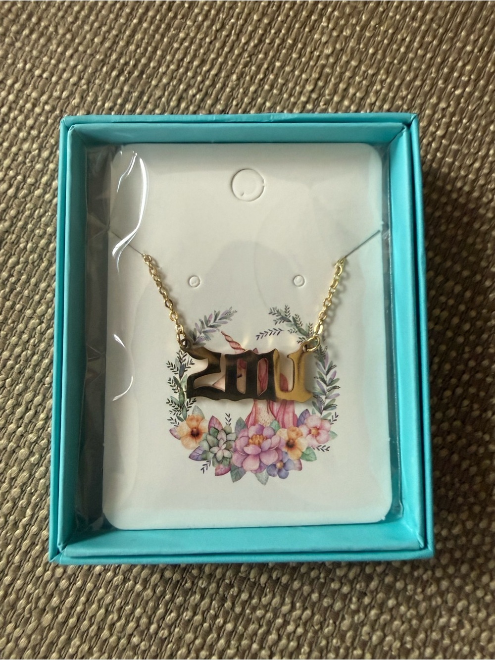 Gold 2011 Birth year Script Pendant Necklace - Women Jewelry